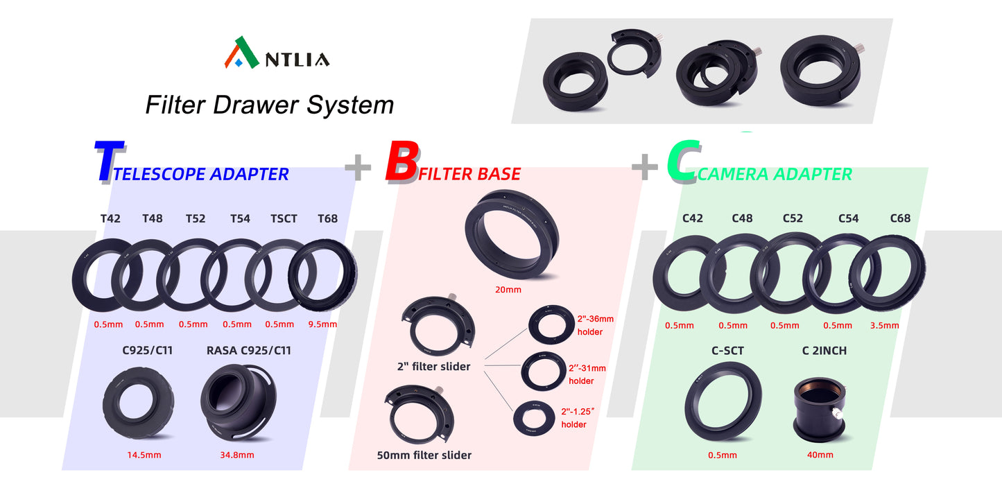 Antlia Filter Drawer and Adapters